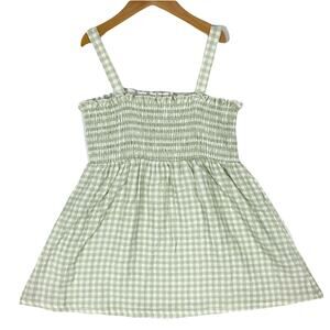 NWOT RABBIT BEAR EMILY OLIVER Dress Girls 6X Organic Cotton Green Gingham